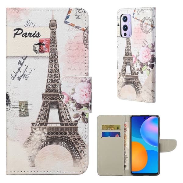 Wonderland OnePlus 9 flip kuoret - Torni Multicolor