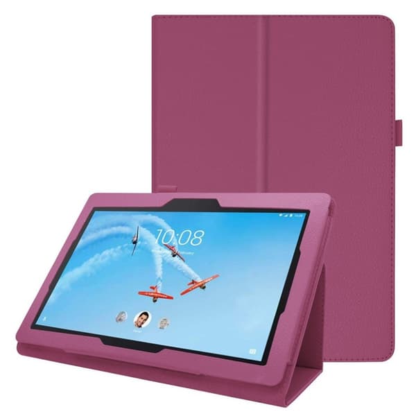 Lenovo Tab E10 litchi læderetui - Lilla Purple