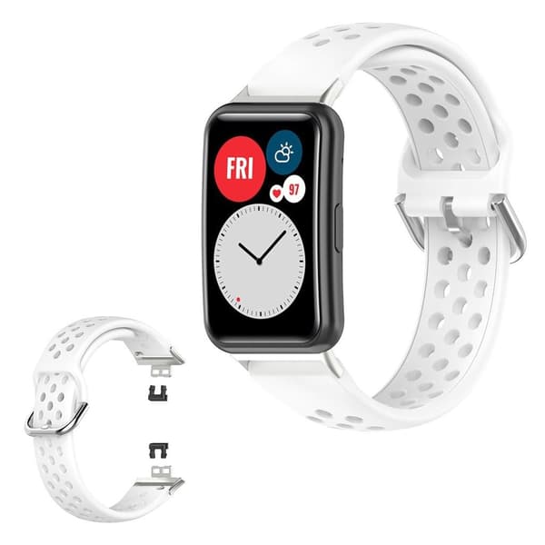 Huawei Watch Fit hulætset silikoneurrem - Hvid White