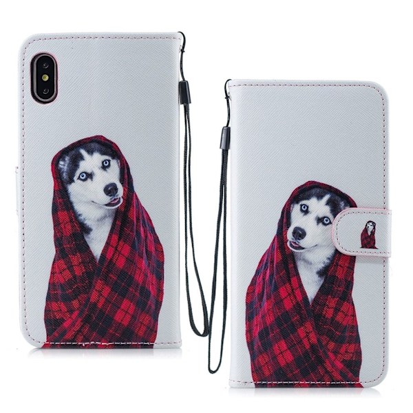 iPhone Xs Max Synteetti nahkainen kuviollinen taivutettava lompakko suojakotelo - Husky Koira Multicolor