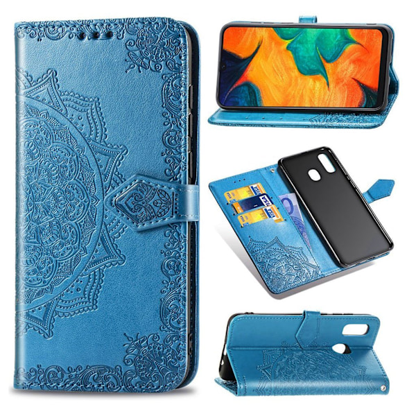 Mandala läder Samsung Galaxy A30 fodral - Blå Blå