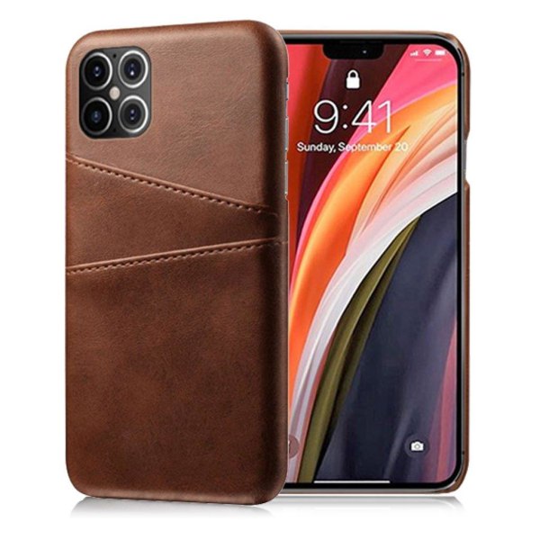 Etui med to kort - iPhone 12 Pro Max - Brun Brown