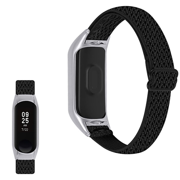 Xiaomi Mi Smart Band 4 / 3 nylon elastisk urrem - Sort Black