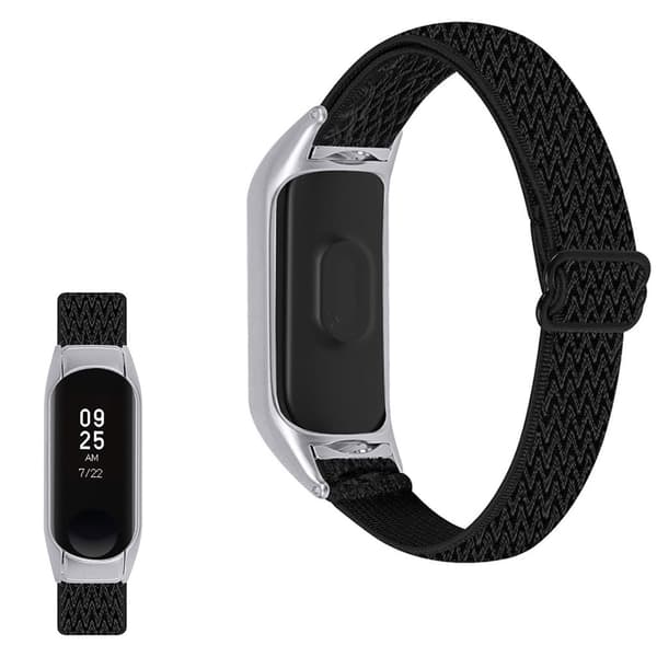 Xiaomi Mi Smart Band 4 / 3 nylon elastiskt klockarmband - Svart Svart