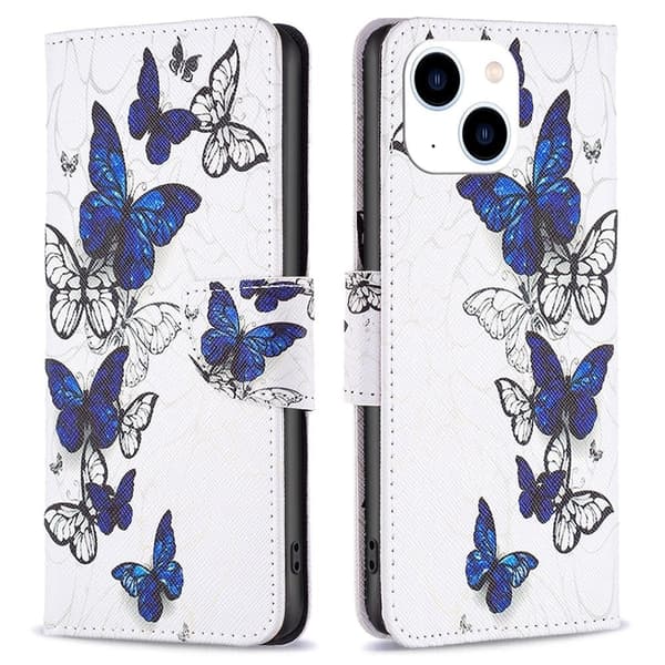 Wonderland iPhone 14 flip-etui - Sommerfugler White