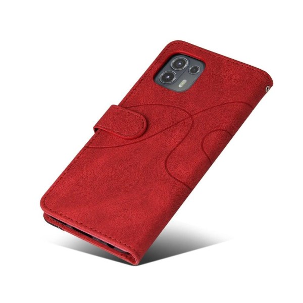 Texturerat läder Motorola Edge 20 Lite fodral med handledsband - Röd