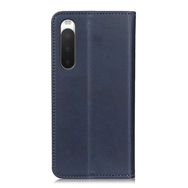 Flip Etui med Pung i Ægte Læder til Sony Xperia 10 V - Blå Blue