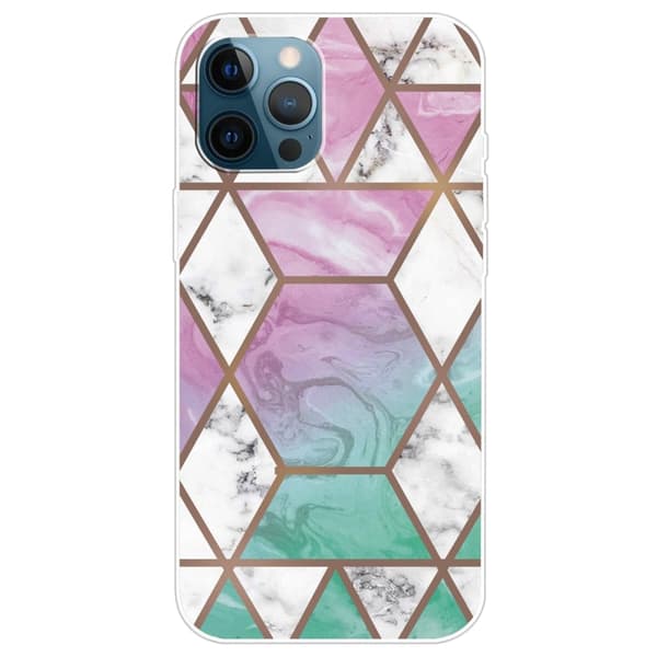 Marmordesign iPhone 14 Pro Max deksel - Hvit Diamant I Fargerik Bakgrunn Multicolor