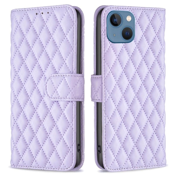 Matt iPhone 13 fodral med rombmönster - Lila Lila