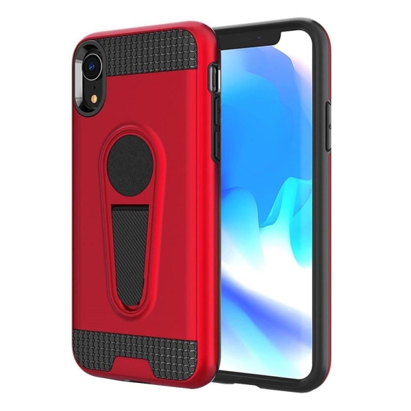 IPhone 9 mobilskal metall plast silikon utfällbart ställ magneti Röd