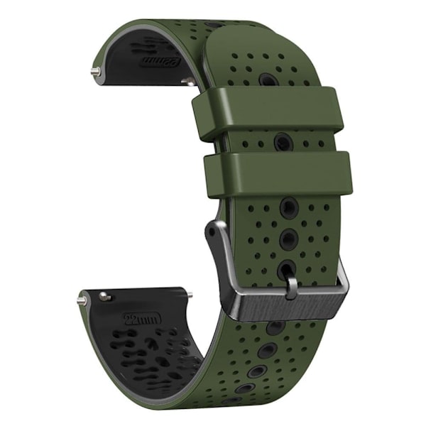 22 mm universellt dubbelfärgat klockarmband i silikon - Militärgrön / Svart Grön