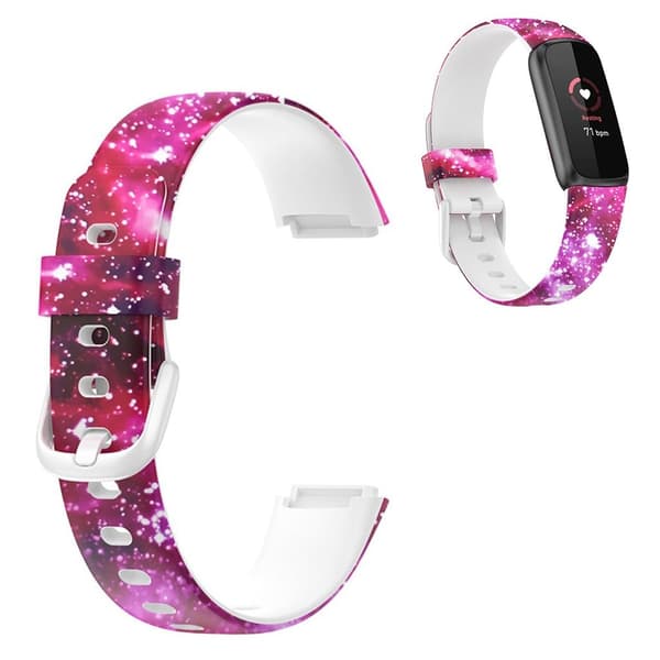Fitbit Luxe urrem i silikone med cool mønster - Stjernehimmel / Størrelse: S Pink