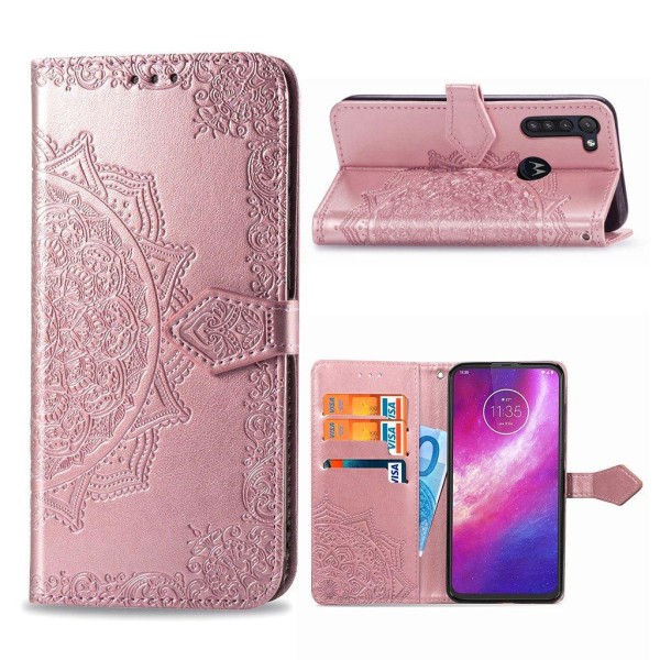 Mandala Motorola Moto G8 Power Flip kotelot - Ruusukulta Pink