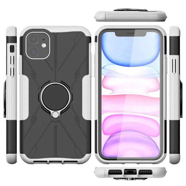 Kickstand-skydd med magnetisk platta för iPhone 11 - Vit Vit