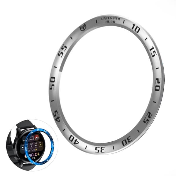 Huawei Watch 3 tidsskala stil rustfrit stål bezel ring - Sølv / Sort Silver grey