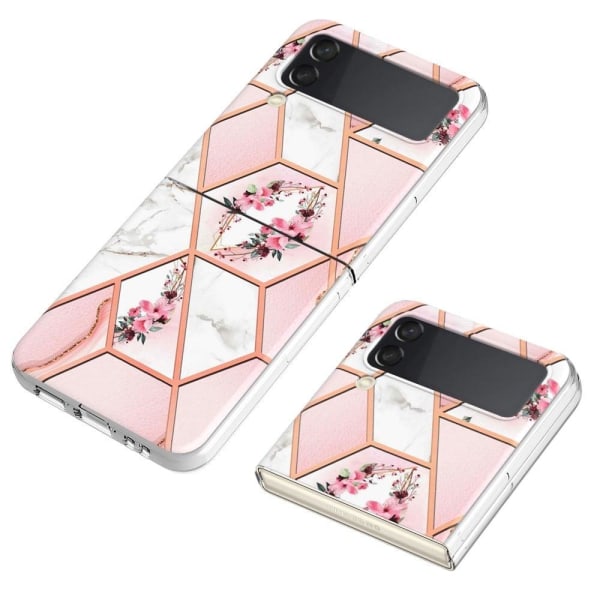 Marble Samsung Galaxy Z Flip4 Suojakotelo - Pink Flowers Pink
