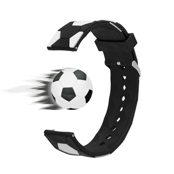 20mm Universal soccer ball silicone watch strap - Black / White Multicolor