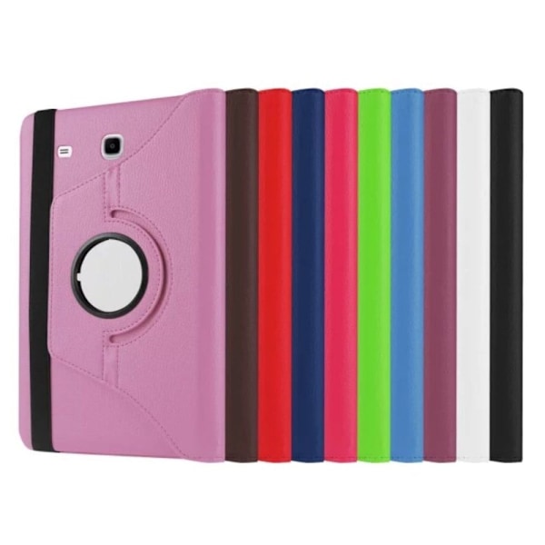 Jessen Samsung Galaxy Tab E 9.6 lær etui med roterende bak stativ.   Lys Rosa Pink