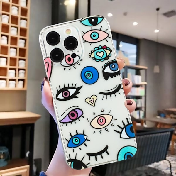 Deco iPhone 14 Pro skal - Monsterögon multifärg
