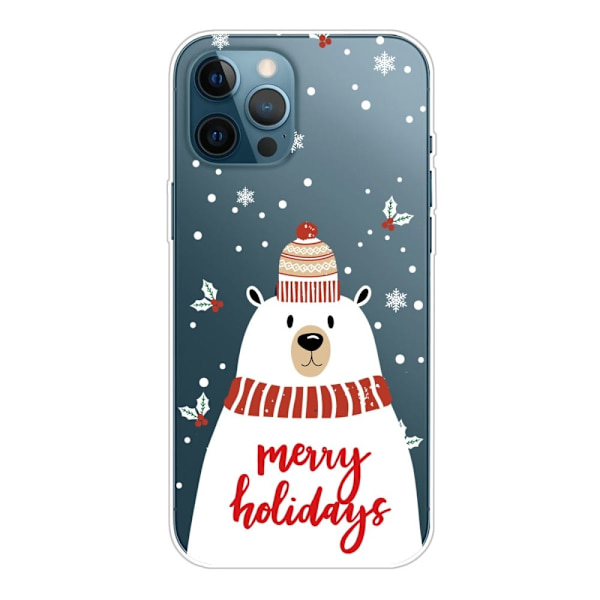 Julfodral till iPhone 14 Pro Max - Halsduk Vit Björn Vit