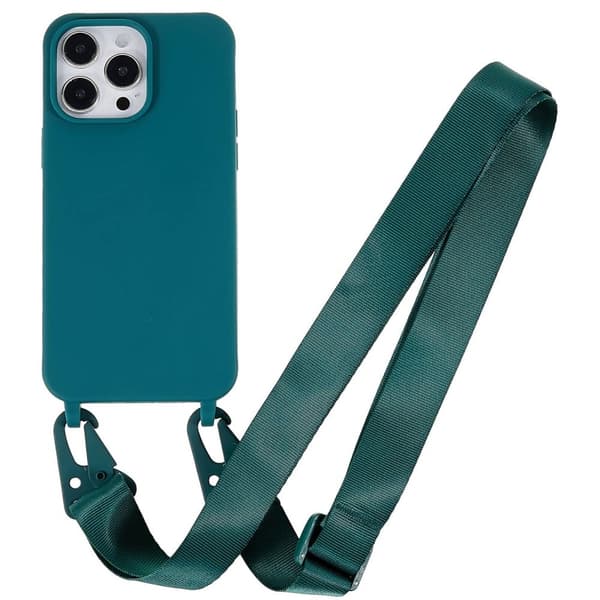 iPhone 14 Pro Max matt fodral med nyckelband - Mörkgrön Grön