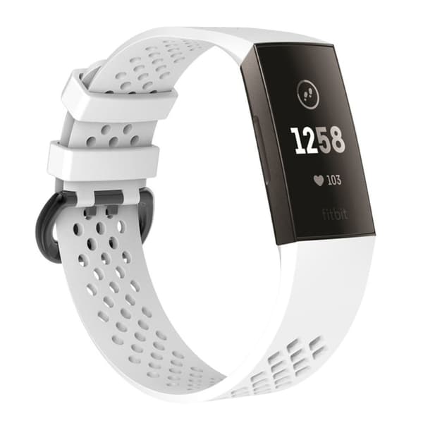 Fitbit Charge 3 ihåligt utbytbart klockarmand av mjukt silkonplast med klassiskt lås - Vit Vit