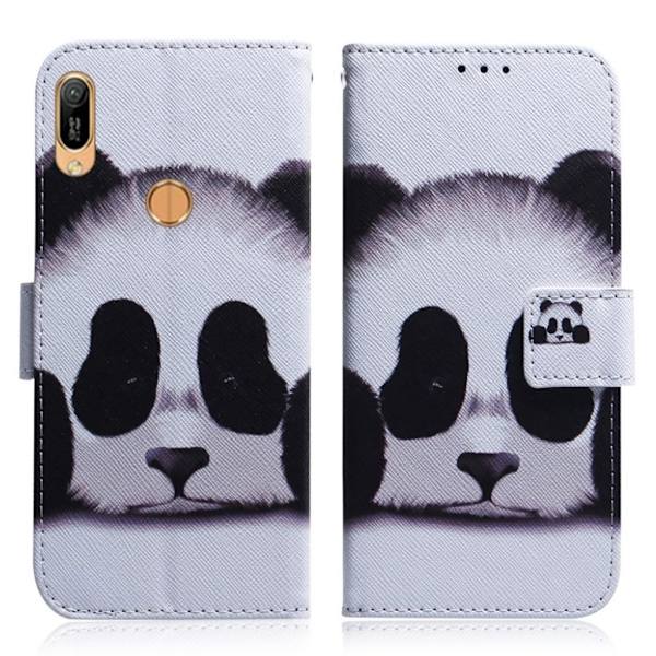 Huawei Y6 2019 mønstret lædercover - panda Multicolor