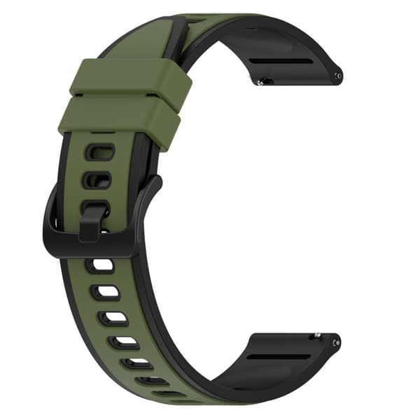 22mm Universal dual color silikone urrem - Militærgrøn / Sort Green