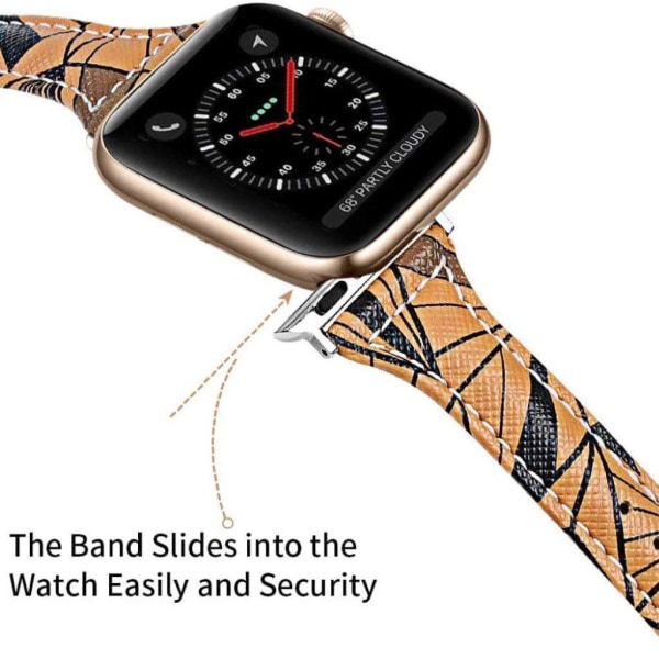 Apple Watch 42mm - 44mm geometrisk læderurrem - Brun / Sort Brown