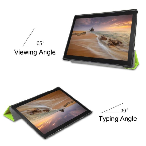 Lenovo Tab E10 tri-fold nahkainen flip suojakotelo - Vihreä Green