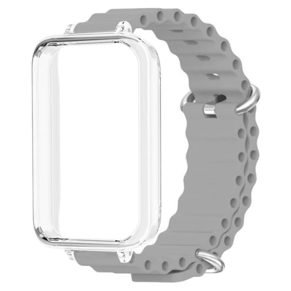 Honor band 9 Watch band Ocean Silicone Strap with Transparent Case - Grey Silvergrå