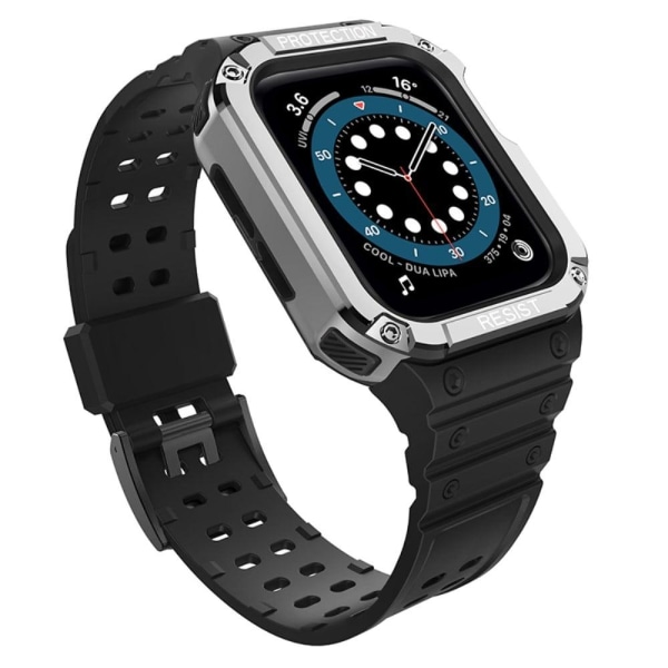 Apple Watch (41mm) fleksibel urrem i kontrastfarve - Sort / Sølv Silver grey