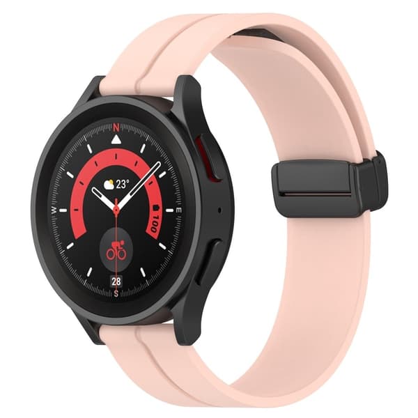 20 mm universal silikone-urrem med magnetisk foldespænde - Lyserød Pink