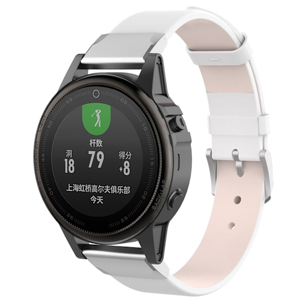Garmin Fenix 5S ægte læder Urrem - Hvid White