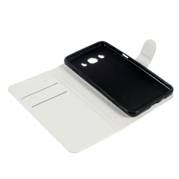 Mankell Samsung Galaxy J5 (2016) Litsi Pintainen Nahkakotelo - V White
