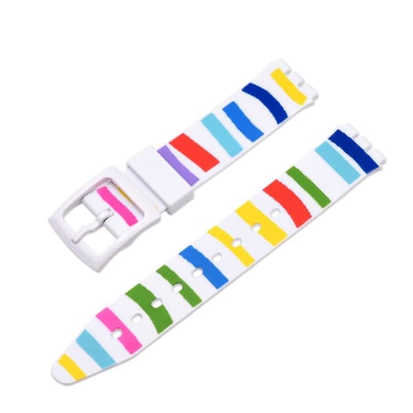 17mm Universal stripe printet silikone urrem - Tegneserie-Linjer Multicolor