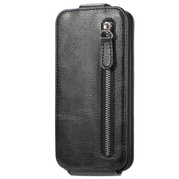 Vertical Flip Phone Etui med Zipper til Samsung Galaxy A14 - Sort Black