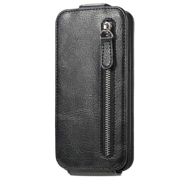 Vertical Flip Phone Fodral med Zipper till Samsung Galaxy A14 - Svart Svart