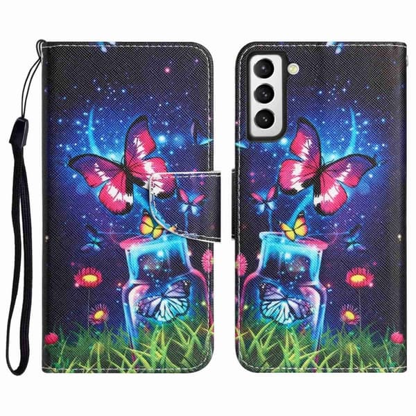 Wonderland Samsung Galaxy S23 Flippetui - Bottle og Sommerfugl Multicolor