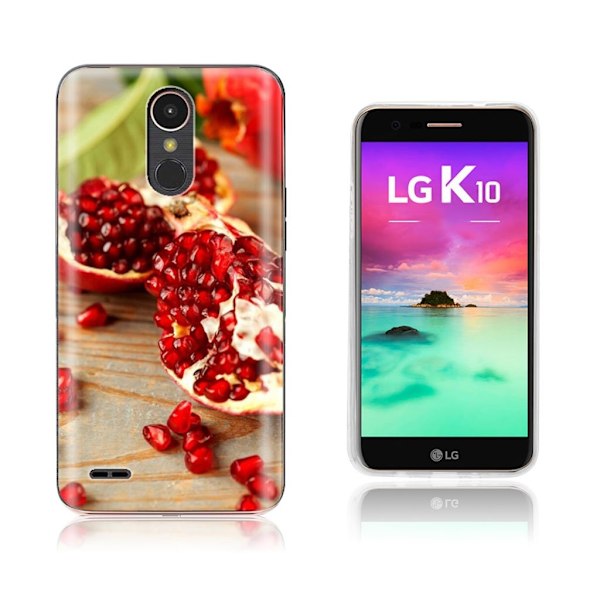 LG K10 2017 softlyfit præget TPU-etui - Rødt Granatæble Red