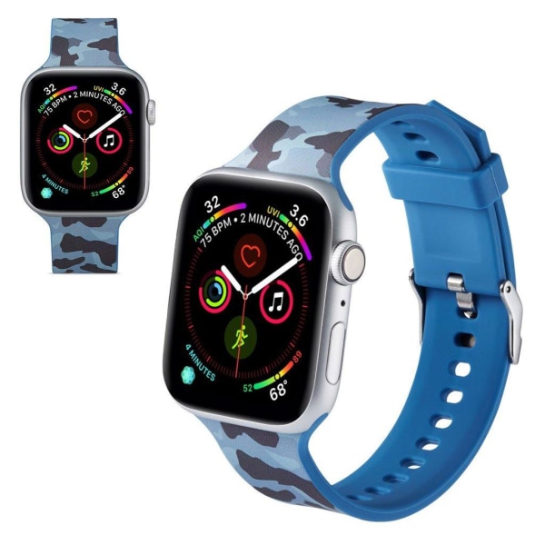 Apple Watch Series 5 44mm kuvioitu silikoninen kellonauha - Sininen Naamiointi Blue