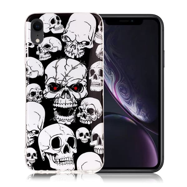 IPhone 9 mobilskal silikon självlysande tryckmönster - Döskallemönster Silvergrå