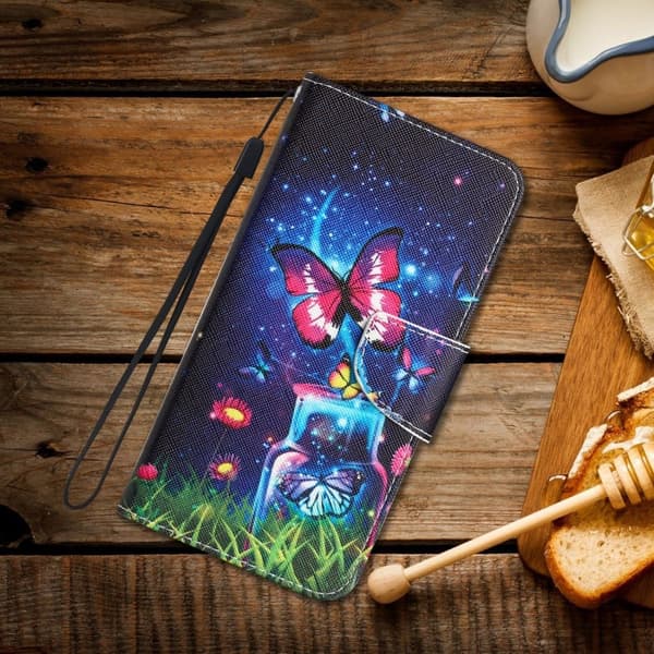 Wonderland Samsung Galaxy A05s flip kuoret - Pullo Ja Perhonen Blue