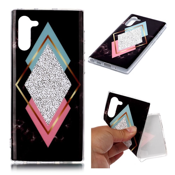 Marble Samsung Galaxy Note 10 deksel - Diamant blå / rose marmor Multicolor
