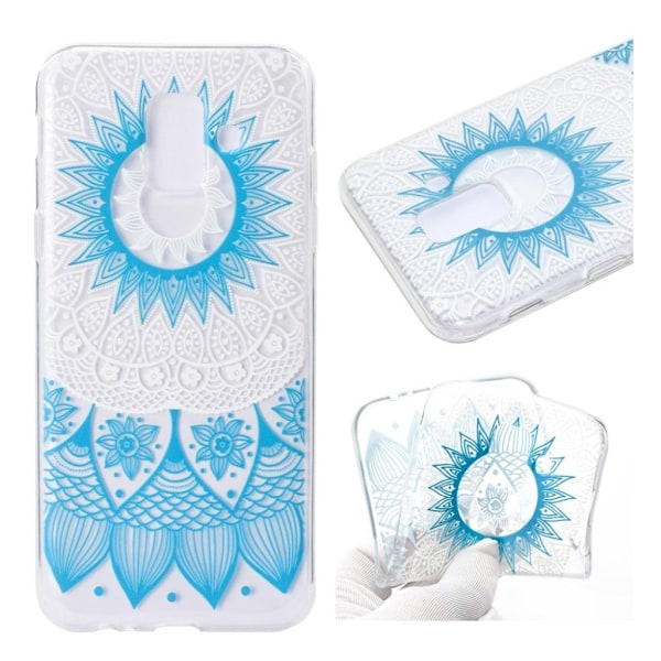 Samsung Galaxy A6 mobiletui i plastik og silikone med printet mønster - Blå blomster mønster Blue