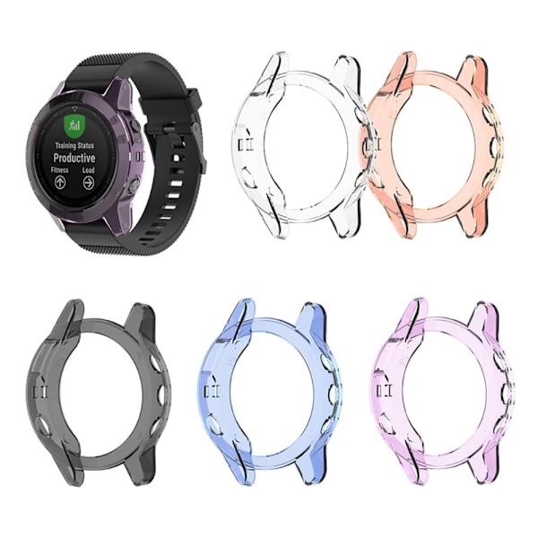 Garmin Fenix 5 / 5 Plus läpinäkyvä suojus - Läpinäkyvä Musta Black
