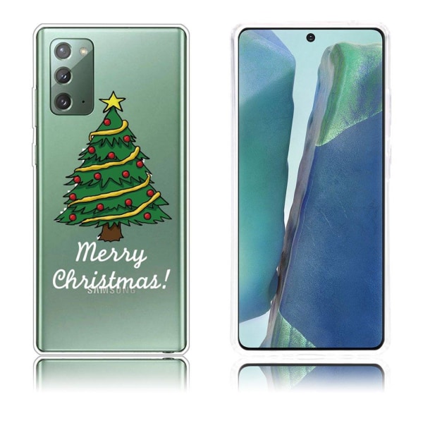 Christmas Samsung Galaxy Note 20 Etui - Hand Malet Christmas Træ Green