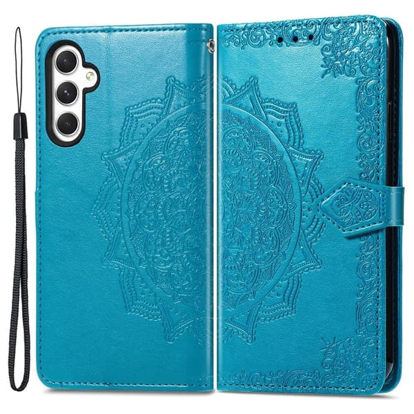 Mandala Samsung Galaxy A35 etui i lær - Blå Blue