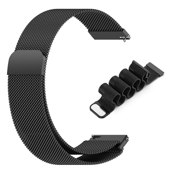 20mm Universal enkel urrem i rustfrit stål - Sort Black