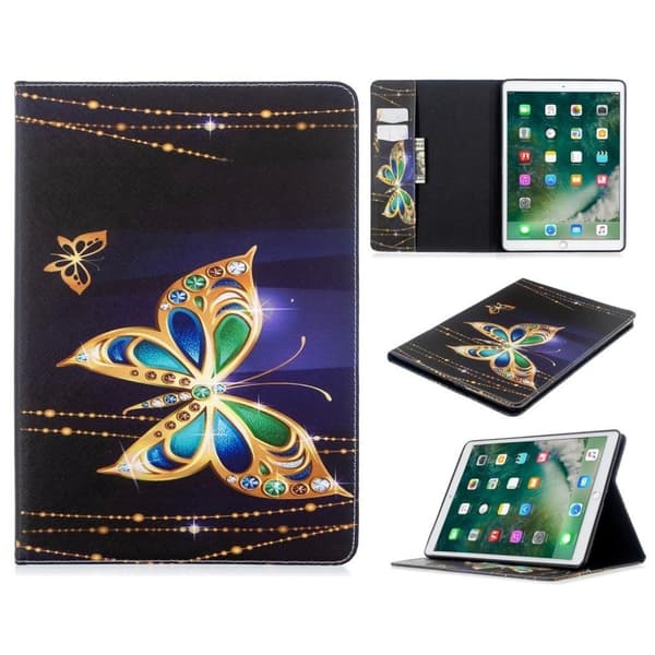 iPad 10.2 (2019) stilig mønster lær flip etui - Butterfly Multicolor